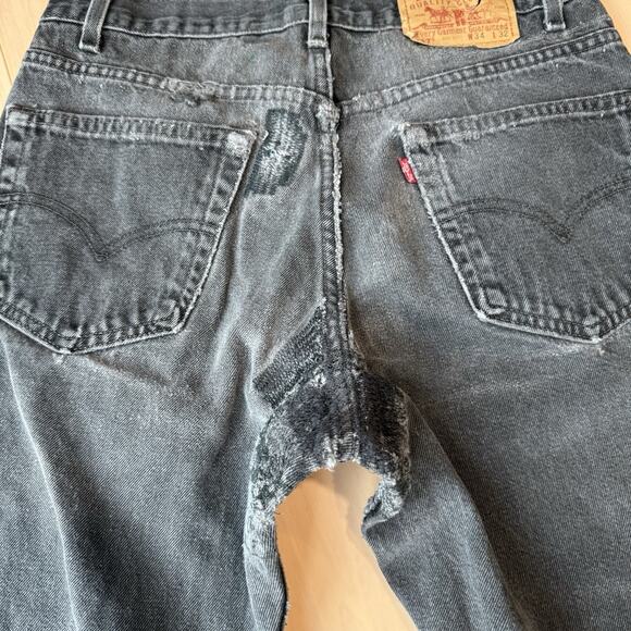 Vintage Levis 517 Jeans 30 Black Patchwork 80s Denim Made in USA Boot Cut 0260 - Picture 8 of 11